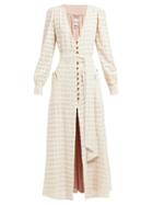 Matchesfashion.com Blaz Milano - Sirocco Belted Cotton Blend Midi Dress - Womens - Cream