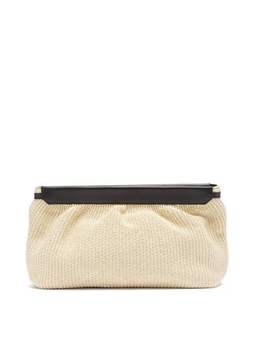 Matchesfashion.com Isabel Marant - Luz Leather-trim Raffia Pouch - Womens - Black Multi