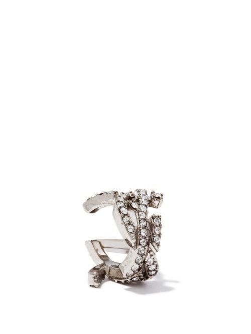 Saint Laurent - Ysl Crystal-embellished Ear Cuff - Womens - Crystal