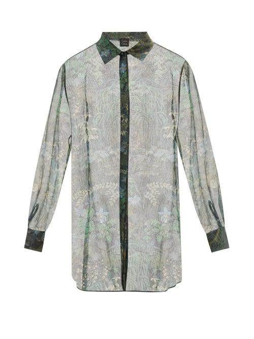 Carine Gilson - Floral-print Silk-chiffon Pyjama Shirt - Womens - Multi
