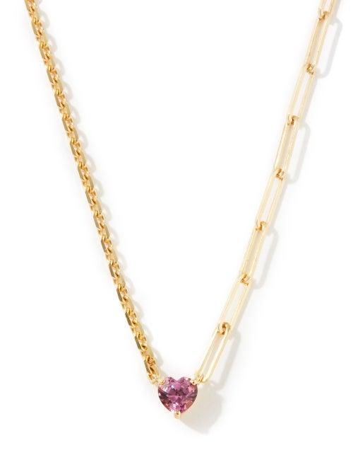 Matchesfashion.com Yvonne Lon - Tourmaline & 18kt Gold Heart Pendant - Womens - Pink Gold