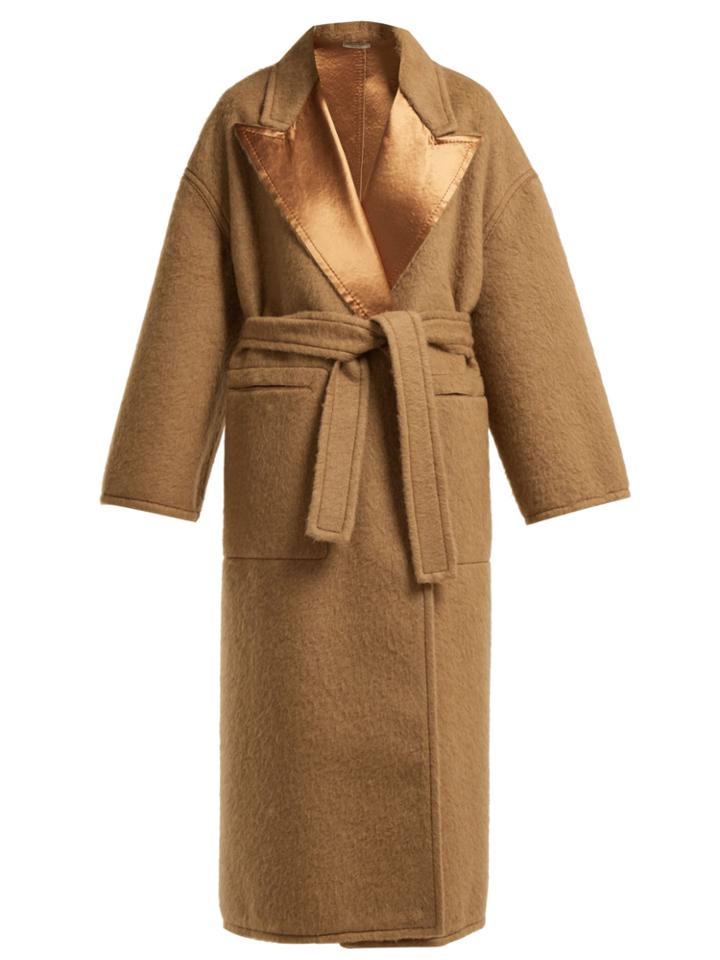 Bottega Veneta Contrast-panel Tie-waist Wool Coat
