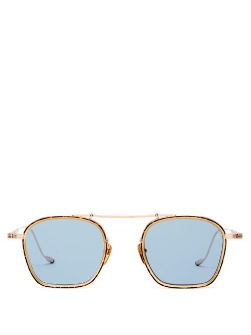 Matchesfashion.com Jacques Marie Mage - Baudelaire Top-bar Titanium Sunglasses - Mens - Blue