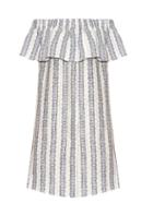 Sea Striped Linen Off-the-shoulder Dress