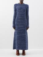 Chlo - Long-sleeved Mlange-cashmere Maxi Dress - Womens - Blue Stripe