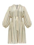 Matchesfashion.com Three Graces London - Julienne Striped Cotton Blend Midi Dress - Womens - Cream Stripe