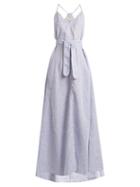 Matchesfashion.com Wiggy Kit - Marina Linen Maxi Dress - Womens - Light Blue