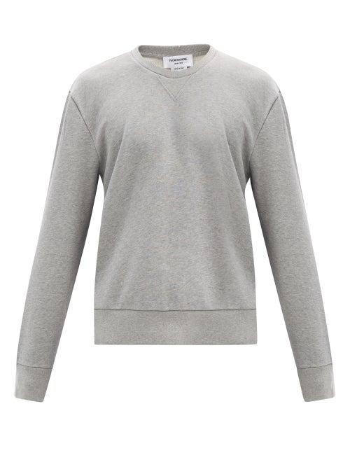 Matchesfashion.com Thom Browne - Crew-neck Cotton-jersey Sweatshirt - Mens - Grey