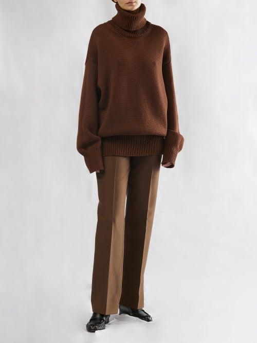 The Row - Ludo Roll-neck Knitted Sweater - Womens - Brown