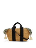 Matchesfashion.com Muu - George Tile Cotton Knit And Woven Straw Bag - Womens - Green Multi