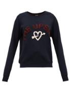 Matchesfashion.com The Upside - Beaming Hearts Cotton Sweatshirt - Womens - Indigo