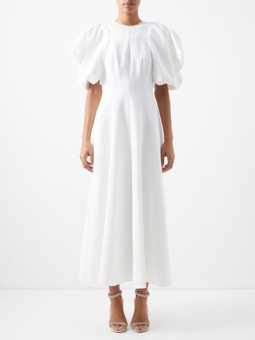 Roksanda - Adele Puff-sleeve Crepe Dress - Womens - Ivory