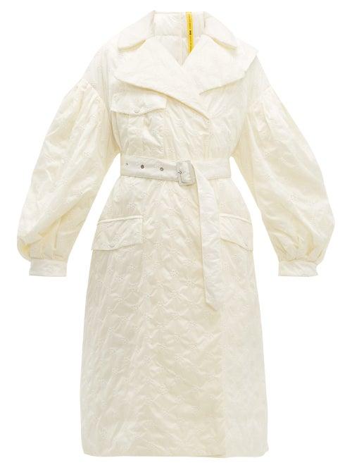 Matchesfashion.com 4 Moncler Simone Rocha - Dinah Balloon Sleeve Floral Embroidered Coat - Womens - White