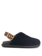 Matchesfashion.com Marni - Shearling Slingback Sandals - Womens - Navy