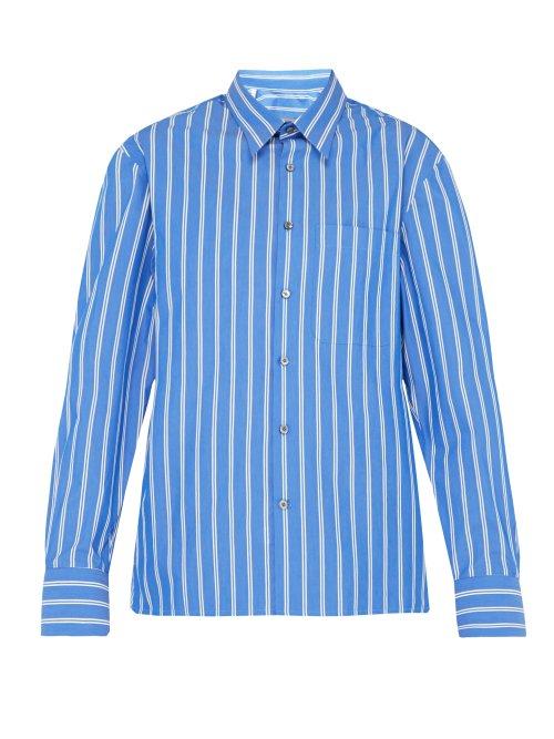 Matchesfashion.com Lanvin - Oversized Double Pinstriped Shirt - Mens - Blue