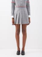 Thom Browne - Tricolour-stripe Check Wool-blend Mini Skirt - Womens - Grey