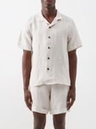 Maran - Cuban-collar Linen-cambric Shirt - Mens - Beige