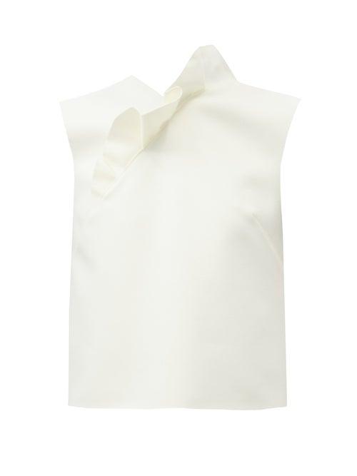 Matchesfashion.com Msgm - Ruffled Crepe Top - Womens - Ivory