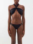 Sara Cristina - Halterneck Twisted-front Bikini Top - Womens - Black