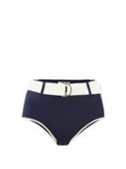 Matchesfashion.com Odyssee - Azur Belted High-rise Bikini Briefs - Womens - Navy White