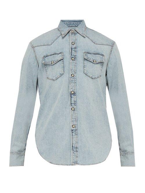 Matchesfashion.com Acne Studios - Marble Wash Denim Shirt - Mens - Indigo