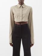 The Frankie Shop - Uma Cotton Cropped Shirt - Womens - Khaki