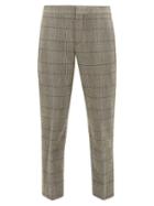 Matchesfashion.com Chlo - Cropped Checked Wool Blend Trousers - Womens - Light Grey