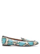 Matchesfashion.com Aquazzura - Purist Python-embossed Leather Loafers - Womens - Blue Multi