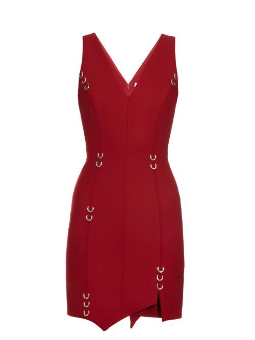 Mugler Asymmetric Hem Wool-blend Dress