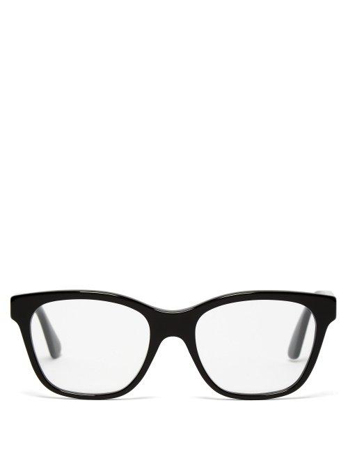 Matchesfashion.com Gucci - Crystal Embellished Square Frame Glasses - Womens - Black