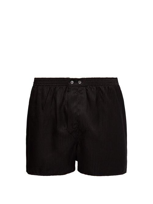 Matchesfashion.com Derek Rose - Woburn Satin Striped Silk Boxer Shorts - Mens - Black Multi