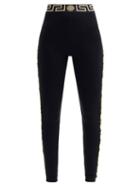 Matchesfashion.com Versace - Medusa-jacquard Cotton-blend Jersey Leggings - Womens - Black