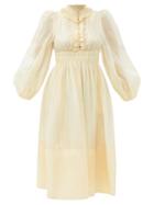 Matchesfashion.com Zimmermann - Botanica Ruffled Linen-blend Organza Midi Dress - Womens - Cream