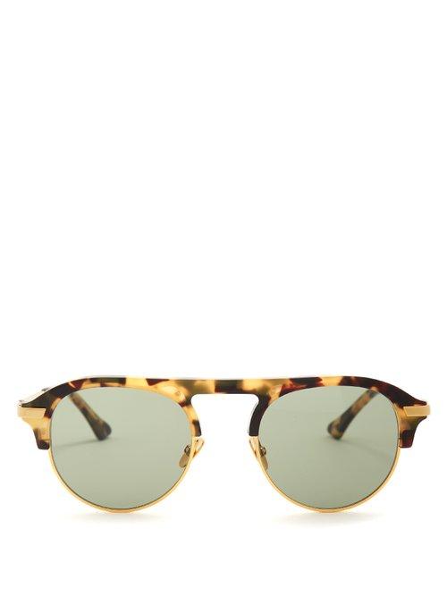 Matchesfashion.com John Dalia - Ray C. Acetate And Yellow Gold Sunglasses - Womens - Tortoiseshell