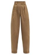 Matchesfashion.com Aje - Parity High-rise Cotton-twill Trousers - Womens - Camel