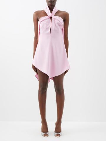 The Attico - Becky Halterneck Cutout Crepe Mini Dress - Womens - Light Pink