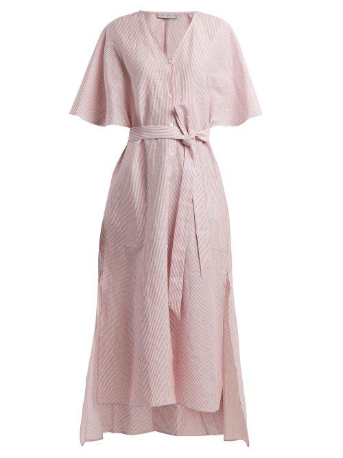 Matchesfashion.com Palmer//harding - Striped Linen And Cotton Blend Dress - Womens - Red Stripe