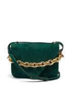 Bottega Veneta - Mount Small Suede Shoulder Bag - Womens - Dark Green