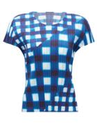 Matchesfashion.com Pleats Please Issey Miyake - Check Technical-pleated T-shirt - Womens - Blue White