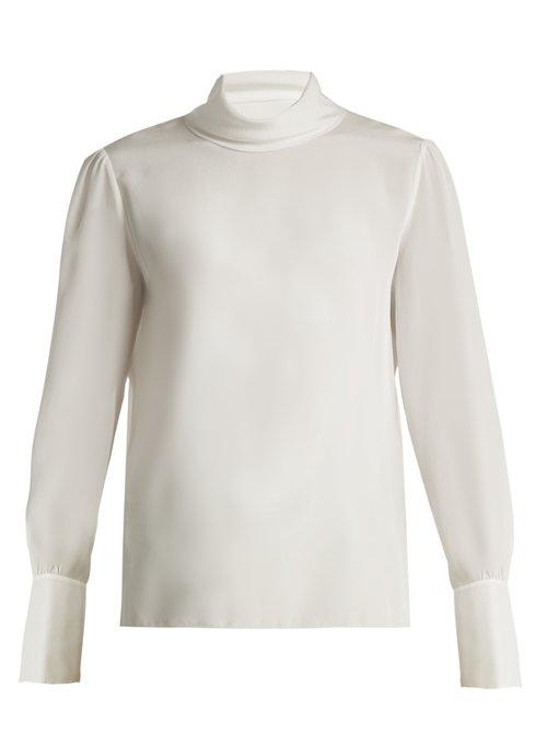 Matchesfashion.com Chlo - High Neck Silk Blouse - Womens - White