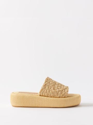 Clergerie - Ajoe Raffia Flatform Slides - Womens - Nude