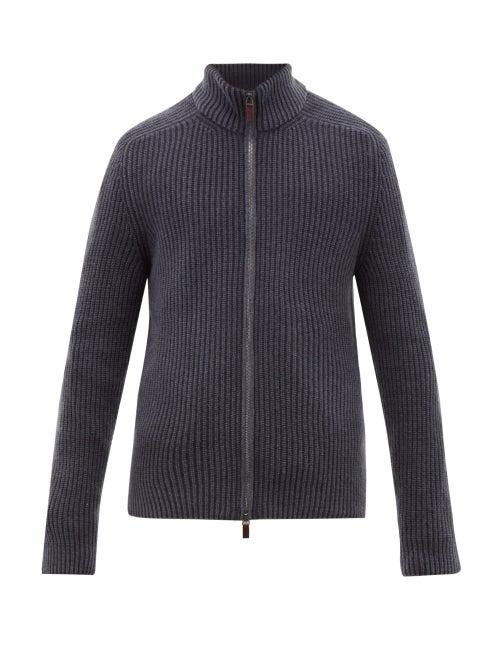 Matchesfashion.com Iris Von Arnim - Penley Stonewashed Cashmere Zip Through Sweater - Mens - Blue