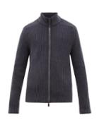 Matchesfashion.com Iris Von Arnim - Penley Stonewashed Cashmere Zip Through Sweater - Mens - Blue