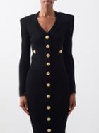 Balmain - V-neck Ribbed-knit Cardigan - Womens - Black