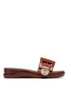 Matchesfashion.com Chlo - Crocodile Embossed Sole Leather Slides - Womens - Brown