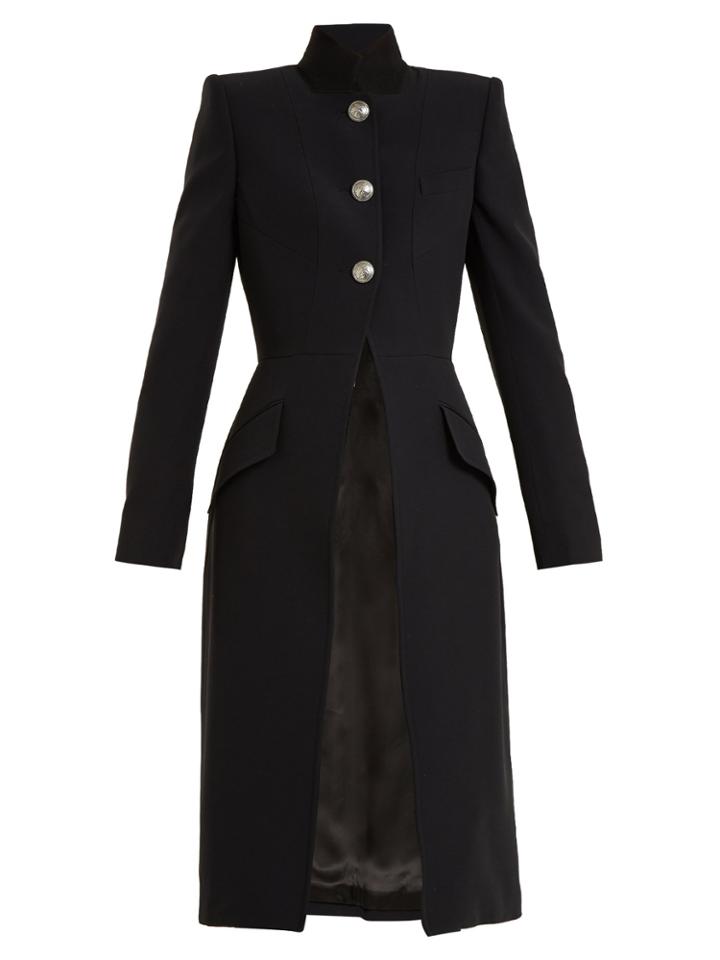 Alexander Mcqueen Stand-collar Button-detail Wool Coat
