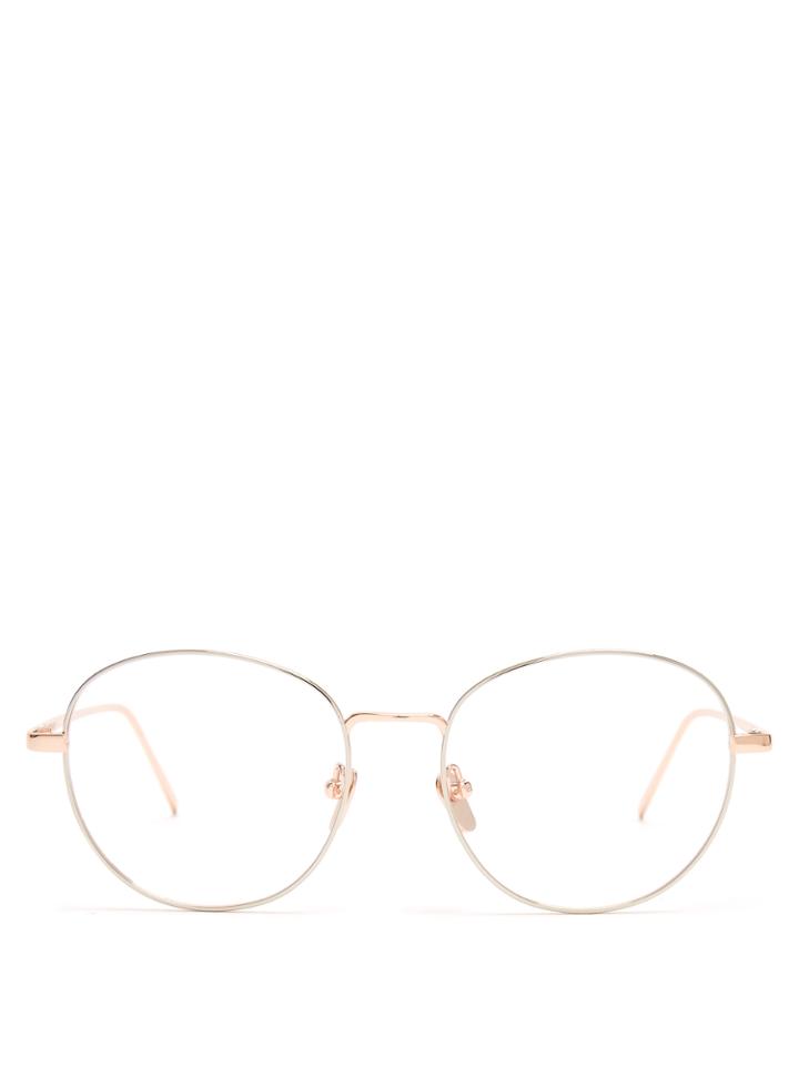 Linda Farrow Round-frame Rose-gold Plated Glasses