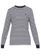 Matchesfashion.com Polo Ralph Lauren - Striped Logo Embroidered Cotton Jersey T Shirt - Mens - Navy White