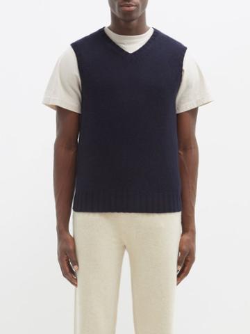 Allude - V-neck Cashmere Sweater Vest - Mens - Navy