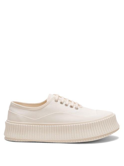 Matchesfashion.com Jil Sander - Ribbed-sole Canvas Trainers - Womens - White